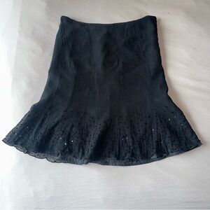 Vintage Silk Black Midi Skirt